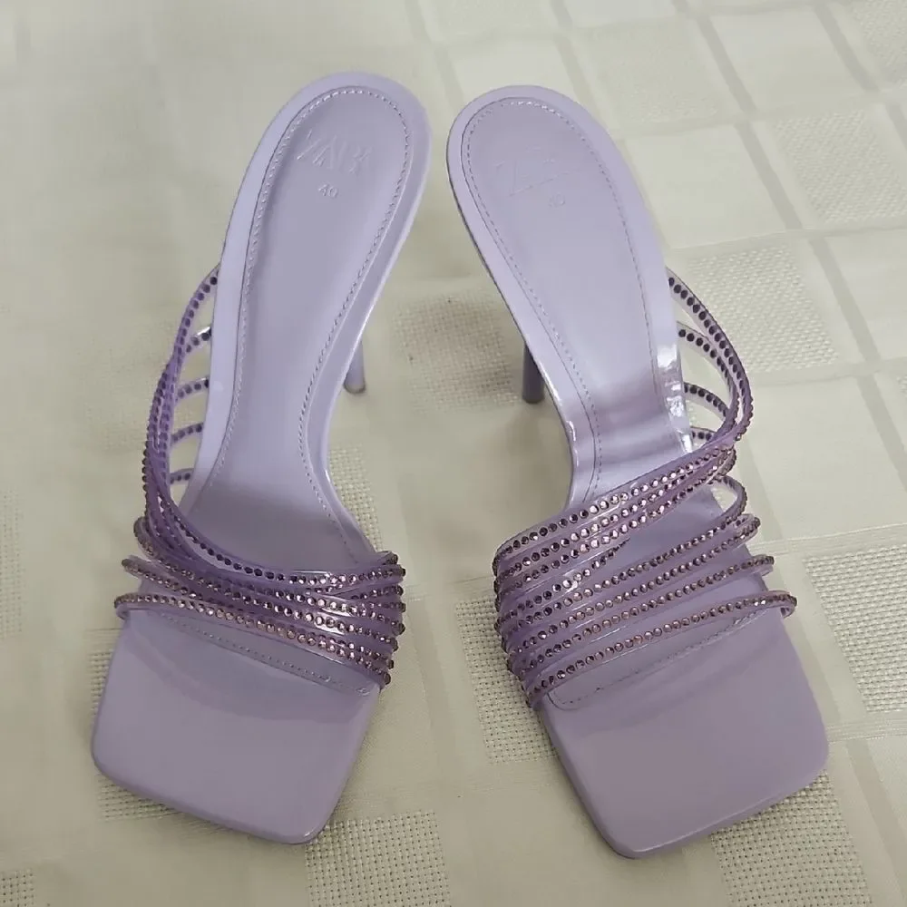 Zara Women's Purple Strappy Heels - Picture 13 of 16